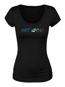 Art Loves Earth Women's Scoop Neck Logo Tee (Black)